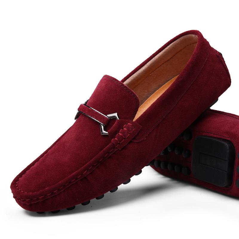 Genuine Leather Men Casual Shoes High Quality Suede Slip On Man Loafers Flats Soft Non Slip Mens Driving Shoes Size 38-46