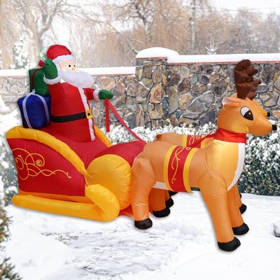 Рождественская надувная модель Дед Мороз Олень на санях Рождественская елка Подарочная коробка Рождественский декор Надувные украшения для улицы