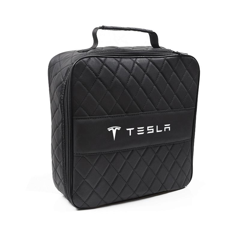 AAAIJ1 Car Storage Box Charging Gun Leather Bag Auto Accessories For Tesla Model-Y Model-3 Model-X Model-S Cybertruck Roadster