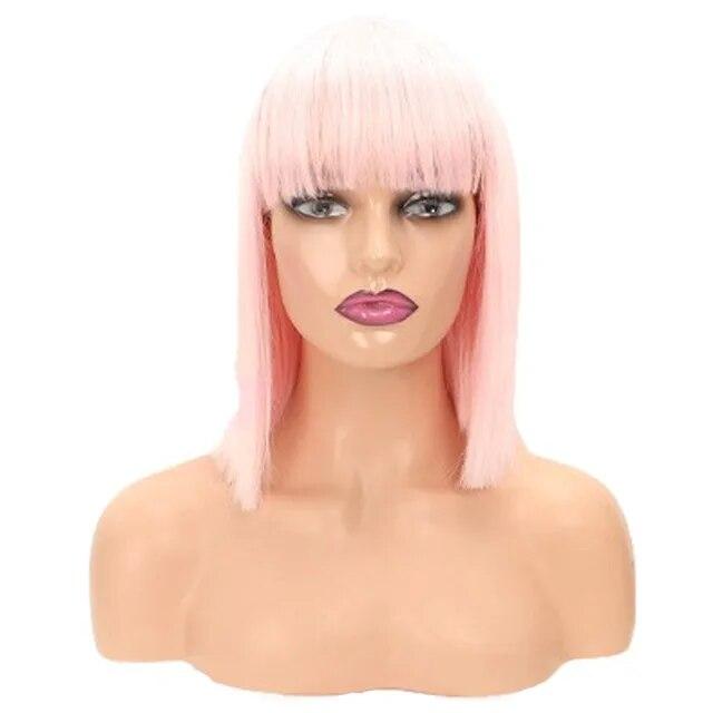 Европейско-американский парик женский, короткие прямые волосы с челкой, боб, одна стрижка из химического волокна, полная голова