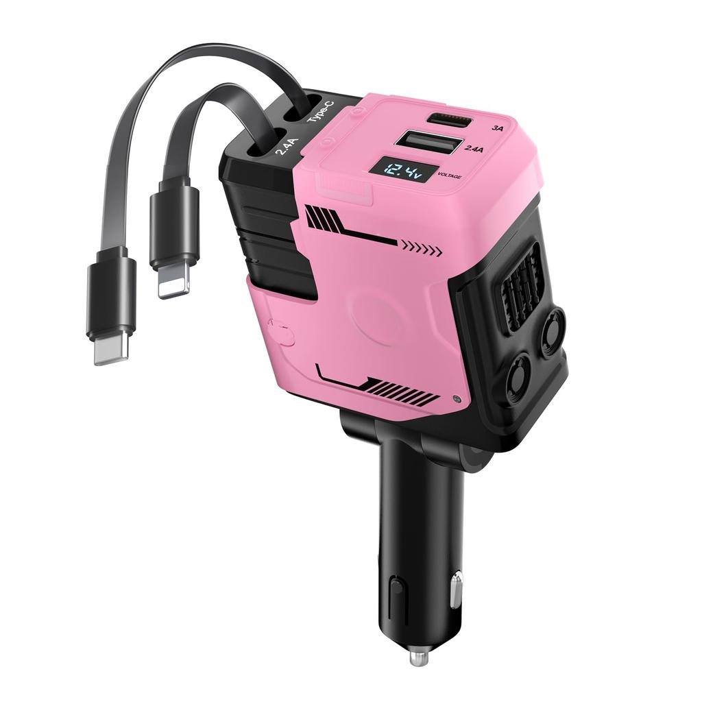 Retractable Car Charger With Retractable Cables, 4 In 1 Super Fast Car Phone Charger, 2 USB Ports Car Charger Adapter
