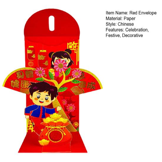 Китайские новогодние красные конверты 2025 года, карманы для счастливых денег на год змеи, 3D традиционные красные карманы для весеннего фестиваля Лунного Нового года