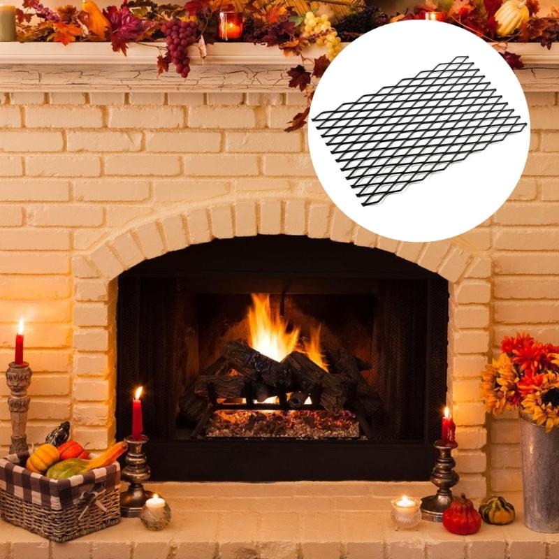 Heavy Duty Steel Fireplaces Grate Fireplaces Ember Retainer Mesh Wood Stove Grate Heat Resistant  Holder Fire Grates