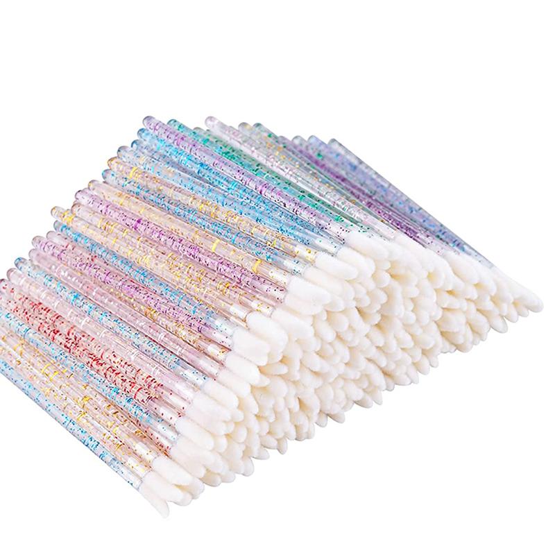 50PCS Disposable Lip Brush Portable Makeup Applicator For Lip Gloss Balm Mask Concealer Eyeshadow With Flocked Tip Hygienic Cosmetic Tool
