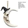 Halloween Pendant Decoration Skull Face Moon Hanging Decor Resin Moon Pendant with Hat for Halloween Wall Decor Skull Crescent