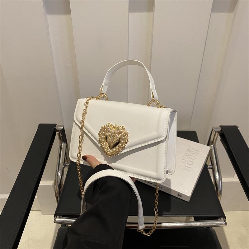 Шикарная женская сумка через плечо из искусственной кожи, модная сумка-кроссбоди с цепочкой и замком, 2024