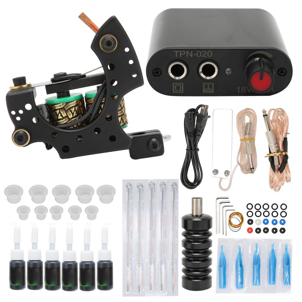 Tattoo Complete Starter Tattoo Kit Professional 6 Inks Power Supply Foot Pedal Needles Grips