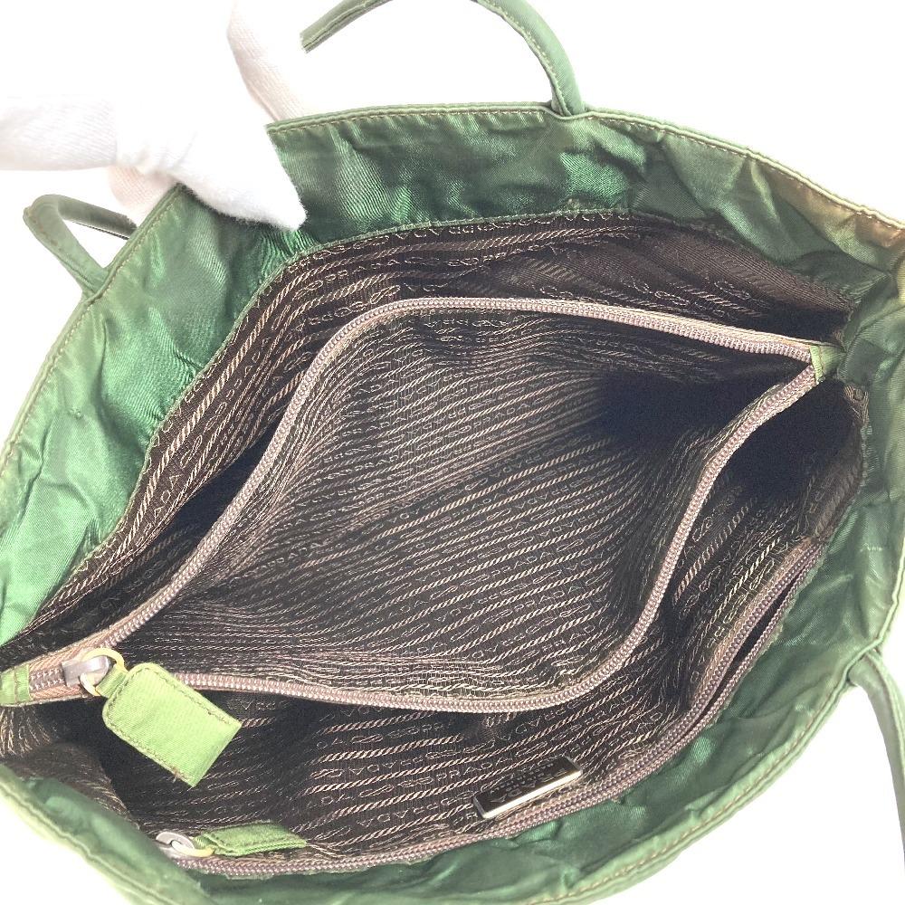 PRADA triangle logo plate Bag Tote Bag Shoulder Bag Nylon khaki