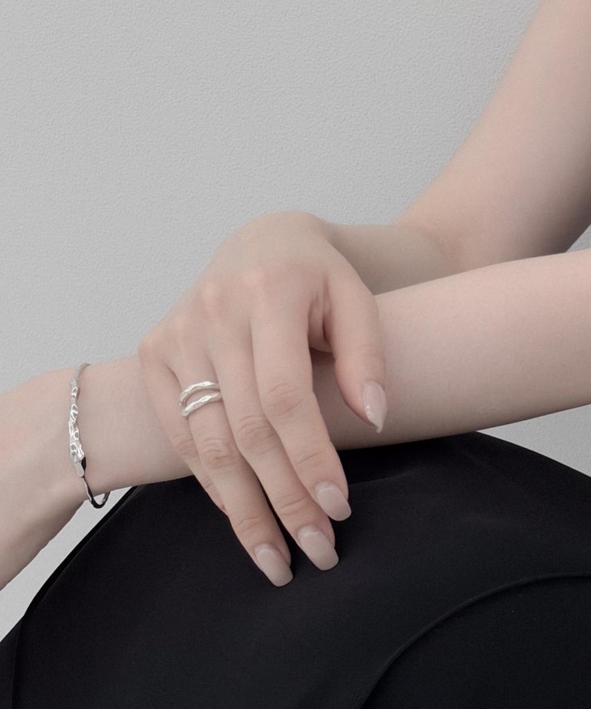 Knosis [925 Silver] Crush Double Bold Ring