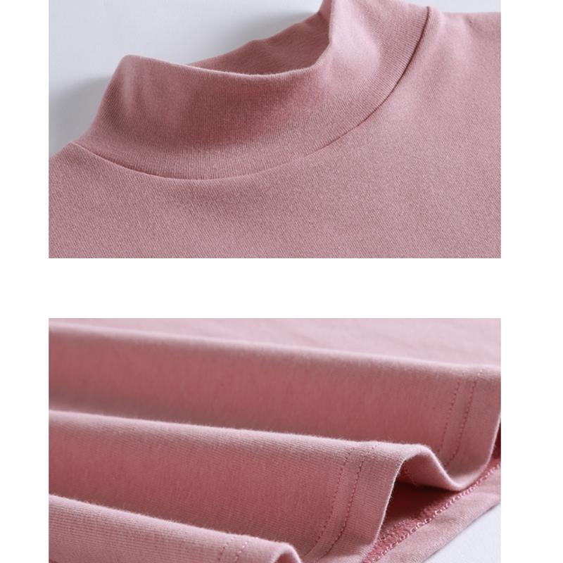 Новая осенне-зимняя женская футболка большого размера с полуводолазкой, хлопковая утолщенная футболка в корейском стиле с длинными рукавами для женщин