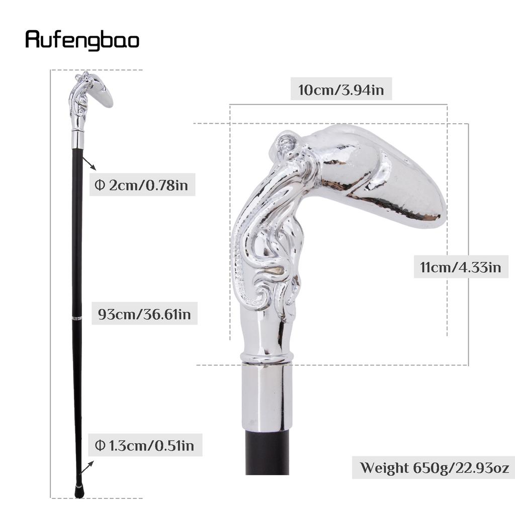 White Octopus Fish Squid Walking Cane Fashion Decorative Walking Stick Gentleman Elegant Cosplay Cane Knob Crosier 93cm