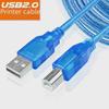 Кабель USB 2.0 для передачи данных принтера, прозрачный синий, 1,5 м/10 м