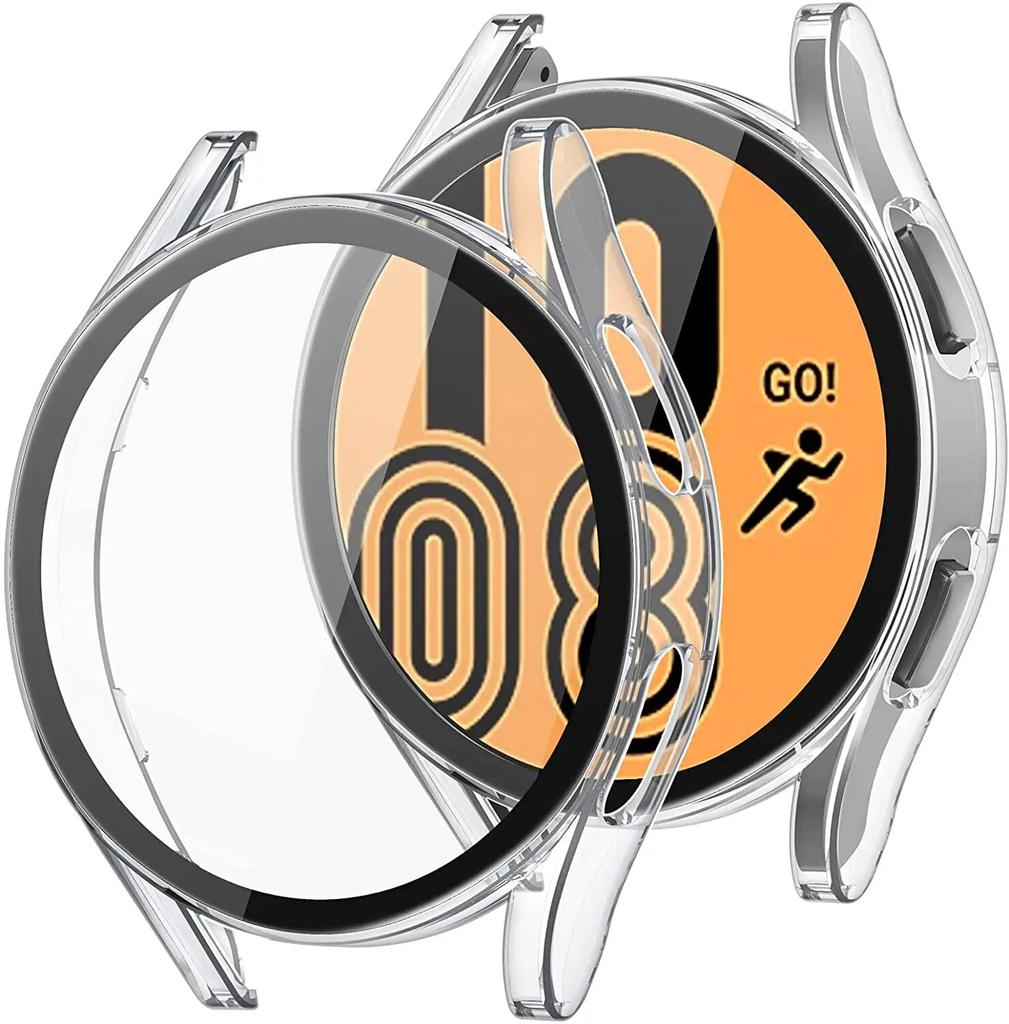 Стекло + чехол для Samsung Galaxy watch 5, 4, 40 мм, 44 мм, аксессуары для ПК, универсальный защитный бампер, защита от падения, watch5, watch4, Защитная пленка для экрана