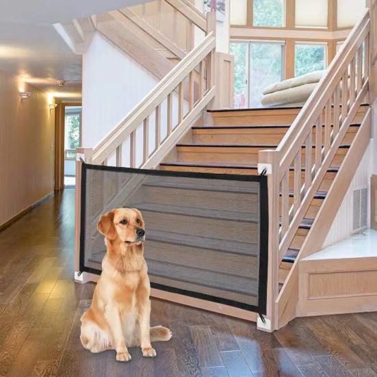Mesh Dog Gate Portable Indoor Safety Mesh Gates for Kids Toddlers Pets No Drilling Baby Puppy Fence Guard for Doorways Walls Stairwells