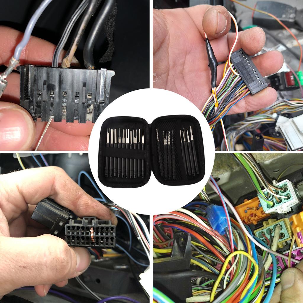 Набор из 18 шт. инструментов для удаления пинов из нержавеющей стали, съемник клемм автомобильных разъемов, электрические пины, чехол на молнии, профессиональный