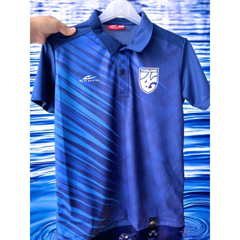 THAILAND National Football Soccer Training JERSEY Casual CHEER Print Quick Dry Shirt Polo Polyester Short Sleeve Uniform Elephant Logo Sport Outdoor
