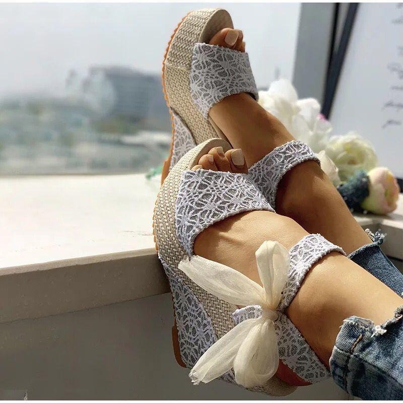 2024women Sandals Lace Leisure Women Wedges Heeled Women Sandals Summer Sandals Party Platform High Heels Shoes Woman
