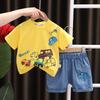 Летний Детский Мальчик Младенец Хлопковая Одежда Машинки Футболка Шорты Комплект из 2 предметов Малыш Модная Одежда Детские Спортивные Костюмы 1 2 3 4 5 Лет