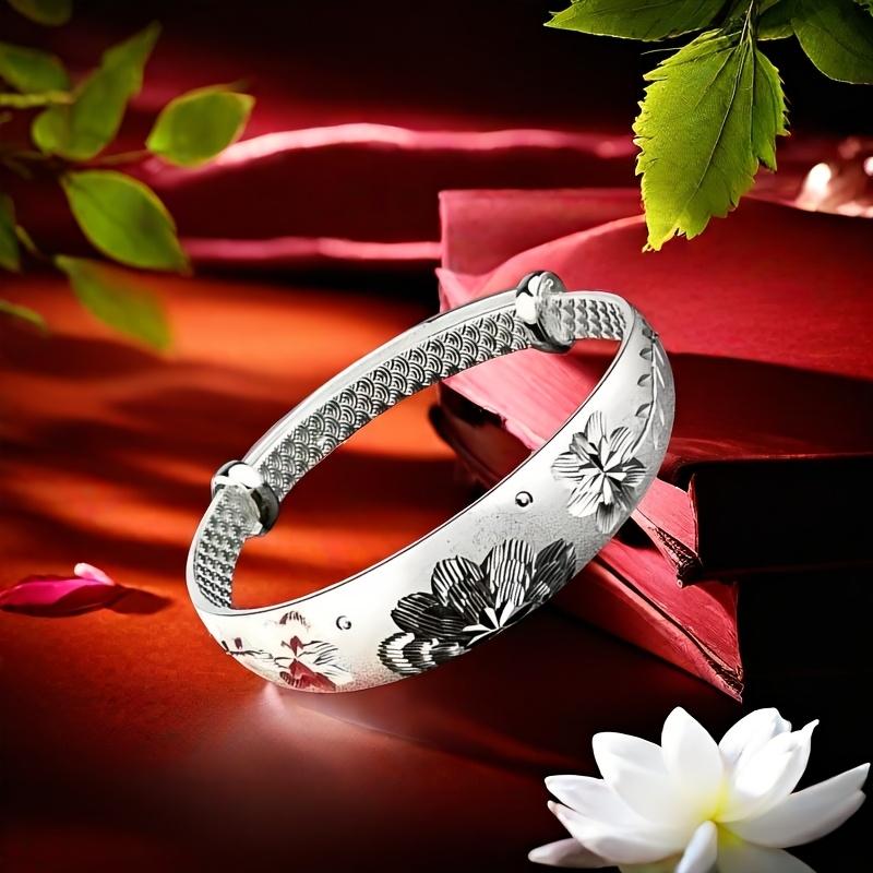 Foot silver S999Pure silver bracelet for women, adjustable sliding bracelet, mother's style, can be freely adjusted in size, a gift for mother's