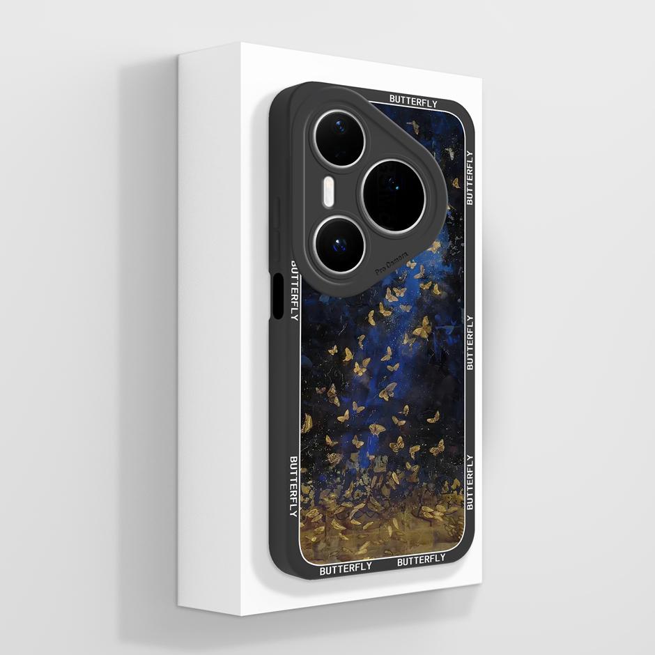 Чехол для телефона Huawei Pura 80 Pro Plus Ultra Модный Бабочка Мягкий Жидкий Силикон Защитный Бампер Чехол Защита от Царапин Fundas