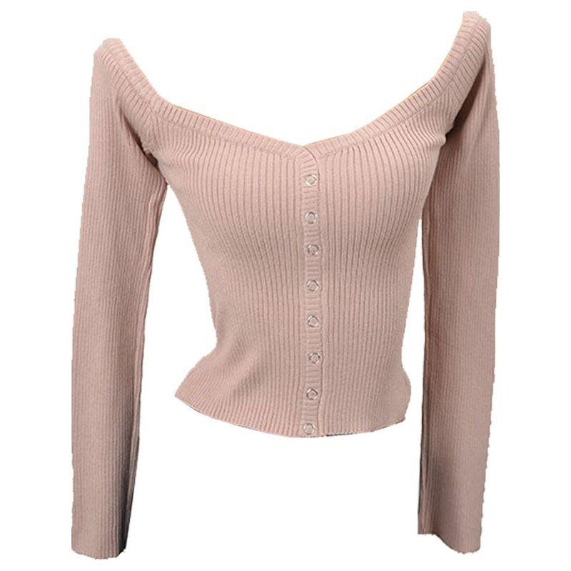 off-Shoulder Knitted Slim Fit Slim Looking Inner Bottoming Shirt