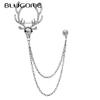 Exquisite Tassel Chain Elk Shape Christmas Brooches for Women Men Suit Collar Pins