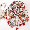 Ethnic Style Colorful Floral Print Summer Shawl – Versatile Cotton & Linen Silk Scarf for Women
