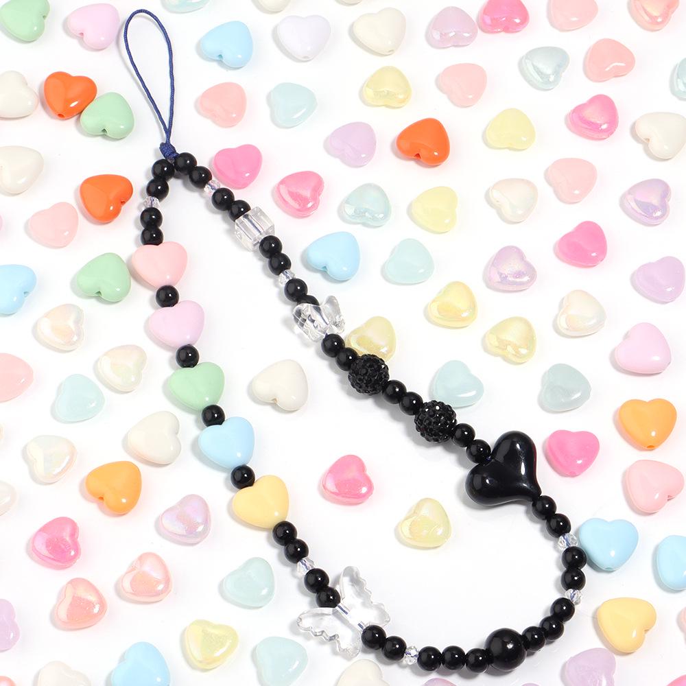 Cream Jelly Color Almond Acrylic Heart Beads for Handmade DIY Bracelets and Jewelry Accessories