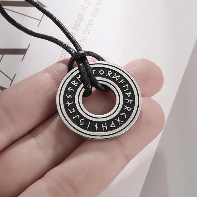 Исландия Норвежский Вегвизир Шлем Рунический Круг Ужасов Стальной Подвеска Кожаная Цепочка Амулет Мужские Украшения