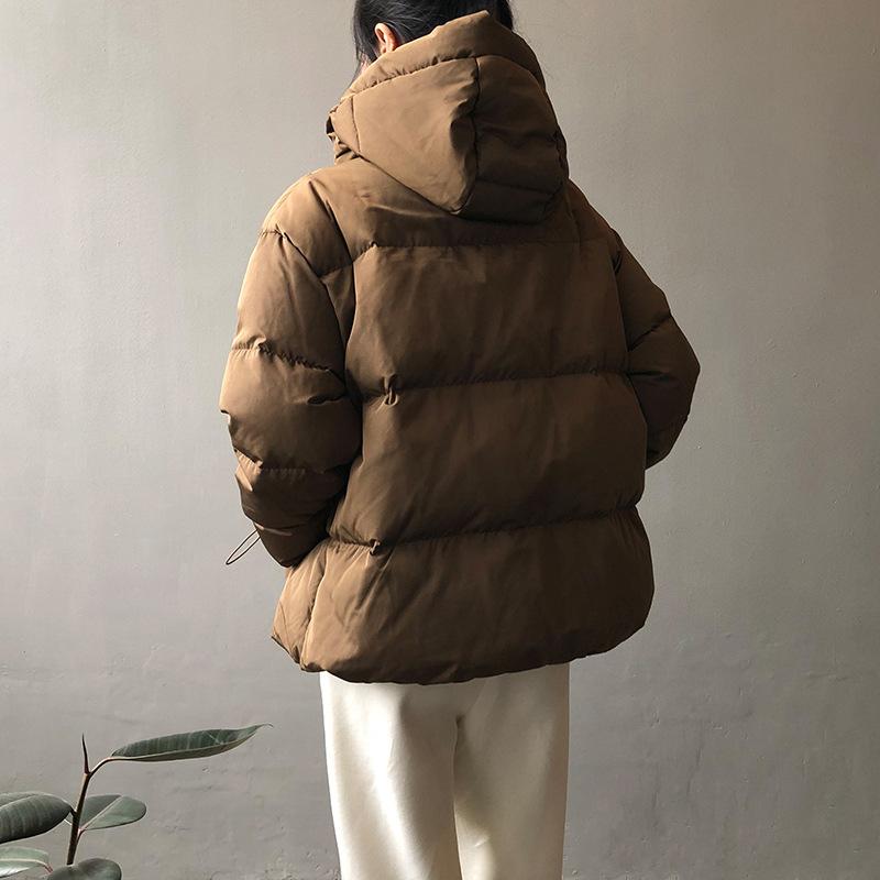 Solid Women's Winter Autumn Down Jacket Hooded Collar Short Single-Breasted Coat Preppy Style Parka Ladies Chic Outwear Female