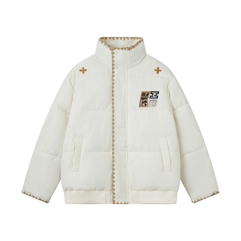 Fashion embroidered stand-up collar padded jacket women's jacket new autumn and winter versatile foreign style thickened down padded jacket