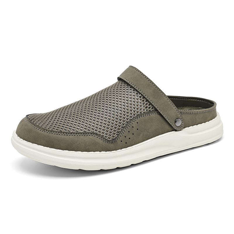 Mens Slip on Sandals Back Strap Flat Breathable Mesh Half Shoes for Men Indoor Home Outdoor Casual Lightweight Comfort