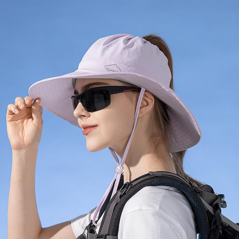 8552 Уличная солнцезащитная шляпа от солнца Весенне-летняя альпинистская рыбацкая дышащая шляпа Детская шляпа-ведро с большими полями, позволяющая завязать хвостик
