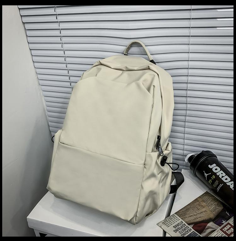 Simple and Fashionable Casual Backpack, Korean Version of Junior High School Student Schoolbag Large Capacity Solid Color Shoulder Can Be Printed Logo