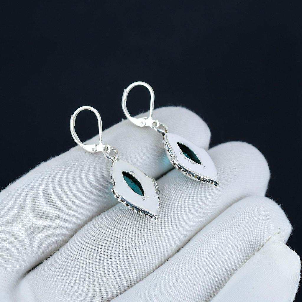 Изящные серьги с драгоценными камнями индоколит, серьги из стерлингового серебра 925 пробы, серьги-подвески ручной работы в стиле бохо из серебра, подарок из ваты