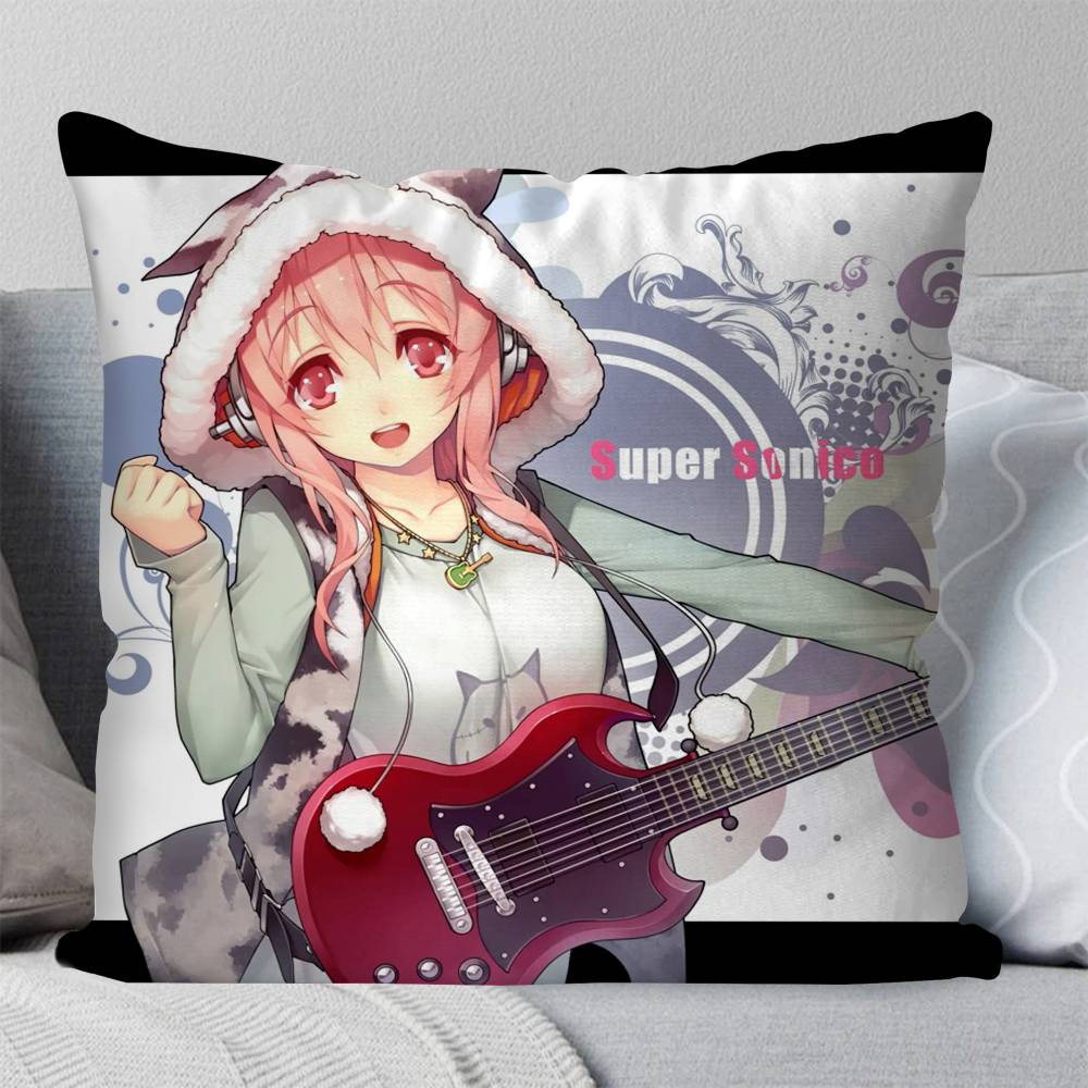 Manga Singer Super Sonico Pillow Case Fashion Square Pillowcase Bedroom Sofa Room Ins Decoration Leisure