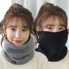 Winter Plush Scarf Woolen Knitting for Women Pure Color Neck Warmer Thick Cashmere Headband Ski Mask