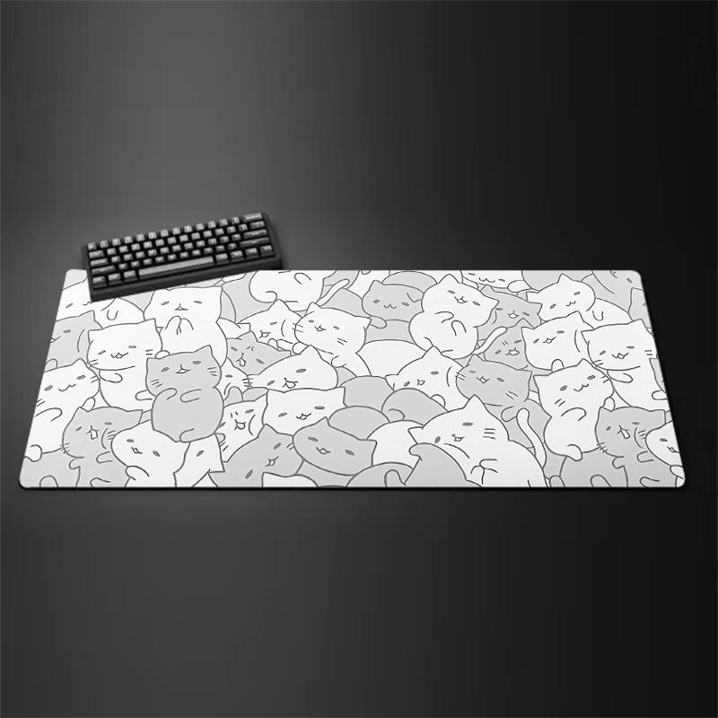 Kawaii Black Kitten Mouse Pad Large Cute Game Keyboard Mat Xxl Computers Accessories Table Pad Girl Home Bedrooms Carpet Mats