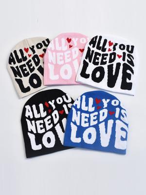 Модная женская и мужская вязаная шапка с принтом в виде букв, жаккардовые шапки осень-зима женская шапка-бини