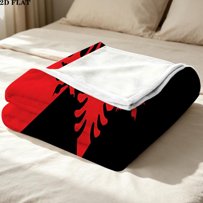 1PC Republic Albania Patterned Flannel Blanket Suitable For All Seasons For Home Decor Warmth And Comfort Gifts Holiday Present