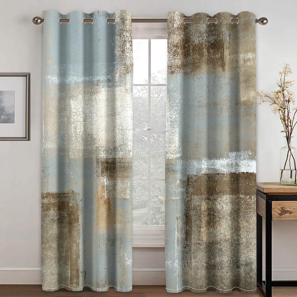 Сине-серые граффити-арт-текстура абстрактный дизайн искусство бесплатная доставка 2 шт. тонкие затемняющие оконные шторы для гостиной спальни