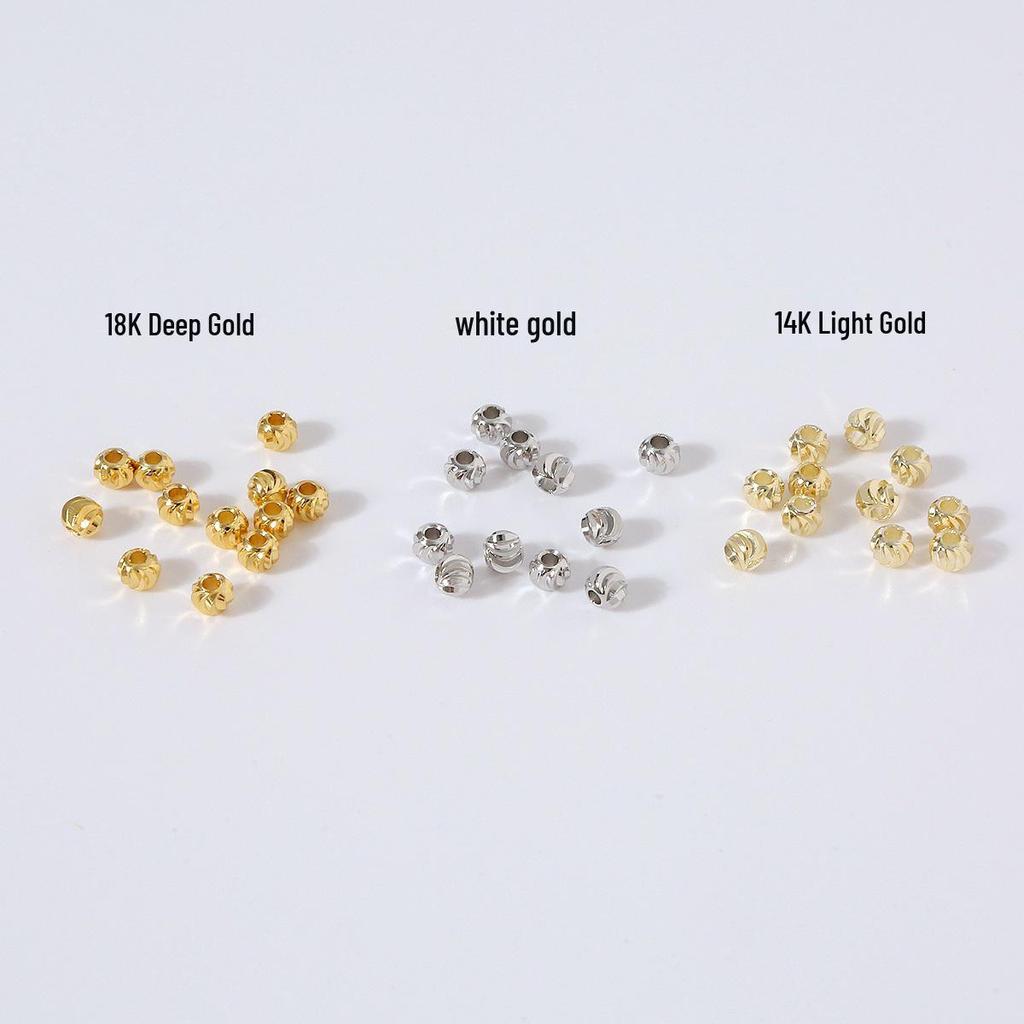 18K Gold-Plated Watermelon Copper Twill Stripe Beads for DIY Jewelry