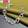 925 Sterling Silver Full Love Heart Chain Bracelet Jewelry