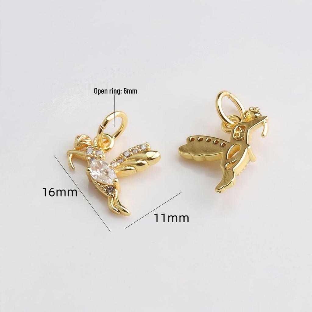 Подвеска- колибри с цирконом, заполненная 14-каратным золотом – Аксессуары-шармы для самостоятельного изготовления украшений