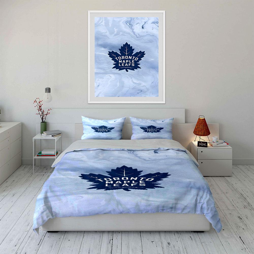 "Toronto Maple Leafs Logo Bedding" Print Bedding Set Duvet Cover Pillowcases (1* Duvet Cover 2* Pillowcases Do Not Include Comforter)