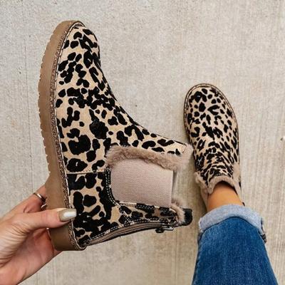 Европейско-американская мода короткие сапоги 2024 зима новые теплые леопардовые сапоги с застежкой-молнией сзади зимние сапоги Zapatillas Mujer на платформе