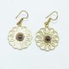 Brass Gold Plated Women's Earring, Natural Gemstone Cabochon Jewelry, Fashion Jewelry, Handmade Earring, Garnet Earring