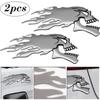 Motorbike Motorcycle Tank Car Sliver Flaming Skull 3D Gel Sticker Decal L/R Pair