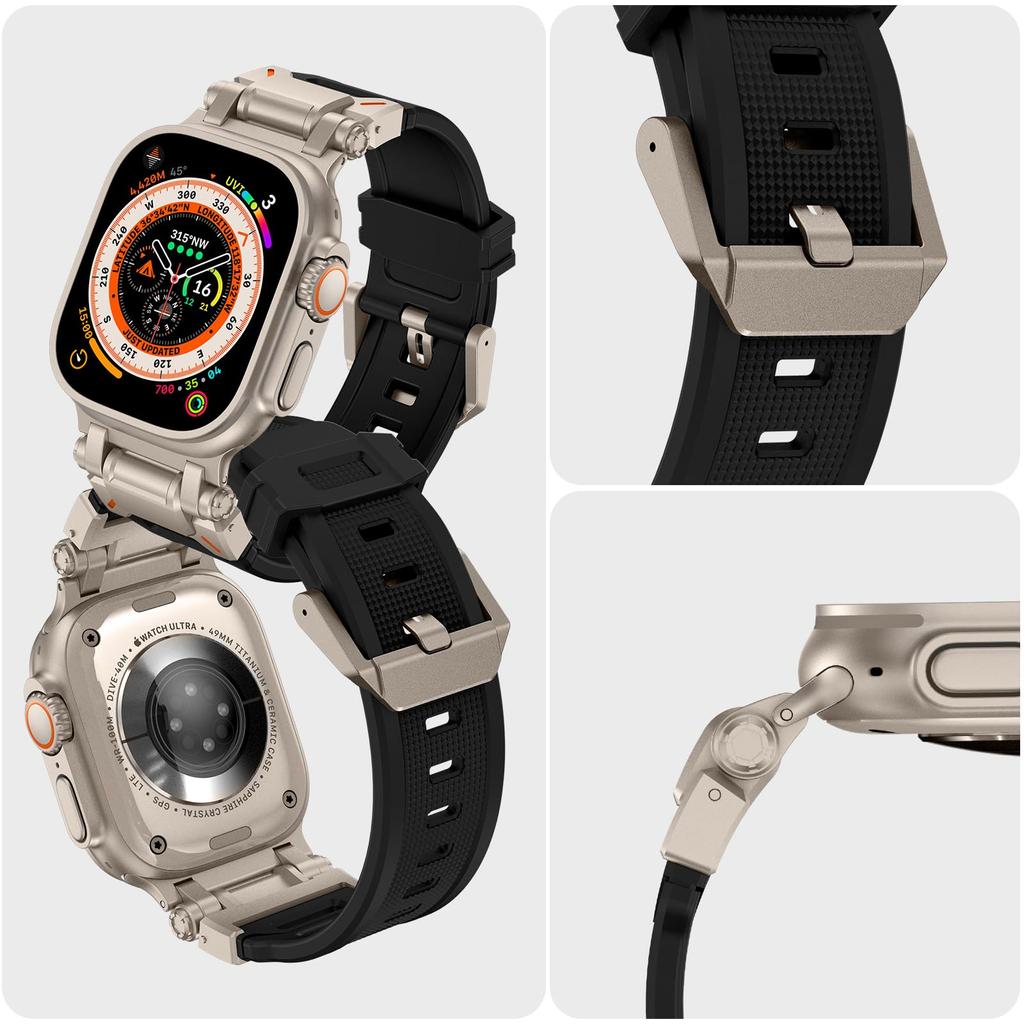 Strap For Apple Watch Ultra 2 Band 49mm 45mm 44mm 42mm 44 mm Rugged metal+Silicone Bracelet correa iWatch Series 9 6 5 4 7 8 SE