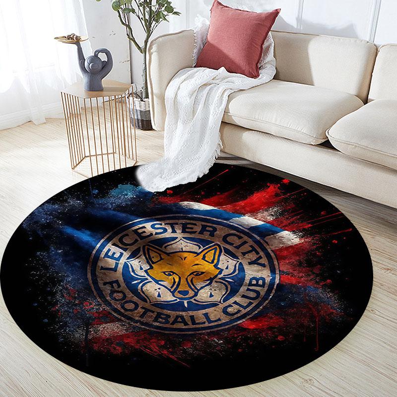 Leicester City Football Club,Round Area Rug,Carpet Rug for Living Room Bedroom Sofa Playroom Decor,Non-slip Floor Mat